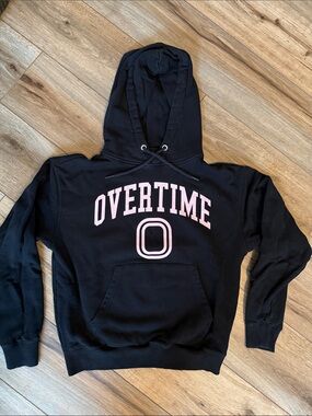 OVERTIME Black Hoodie with Pink Logo - Unbranded